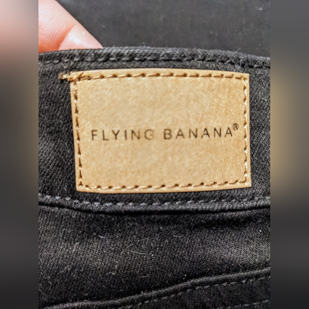 Flying Banana Black High Waist Bootcut Flare Stretch Jeans sz 16 Short - Picture 10 of 14